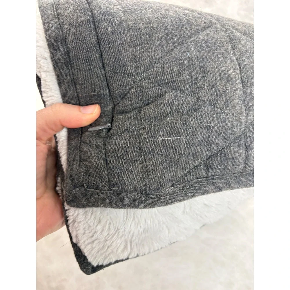UGG Charcoal Grey Quilted Diamond Faux Fur Reverse Euro Pillow Cover 26x26